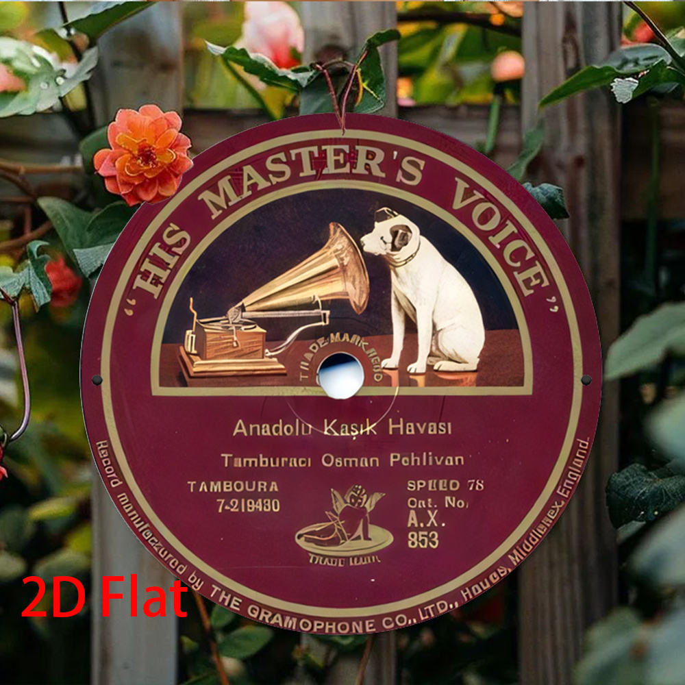 Vintage Collectible Tins - Vintage Gramophone Record Metal Sign, His
