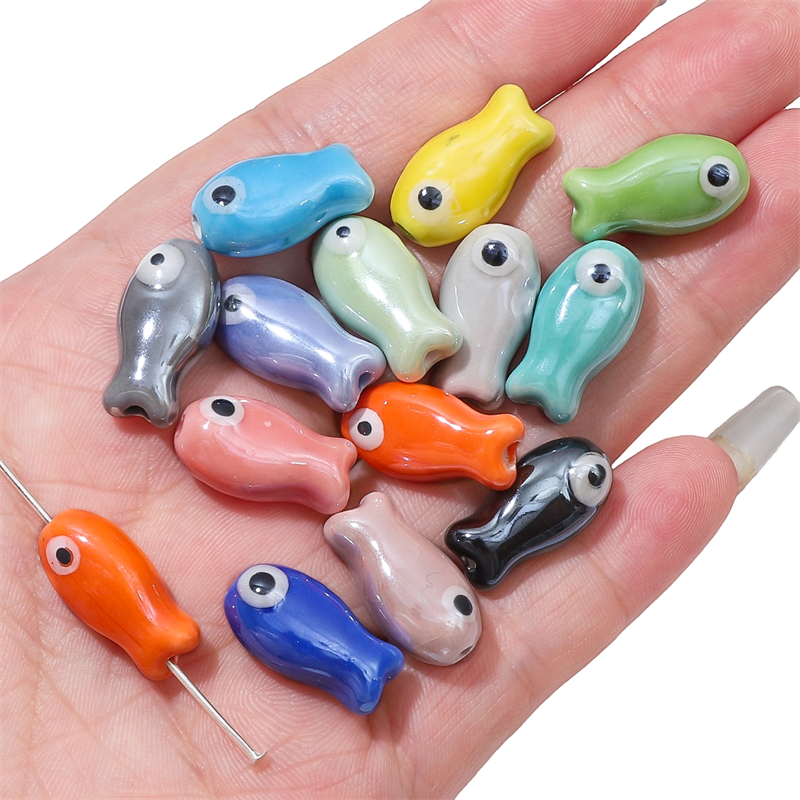 Vintage Jewelry Collection - 10Pcs Vintage Fish Ceramic Beads Colorful