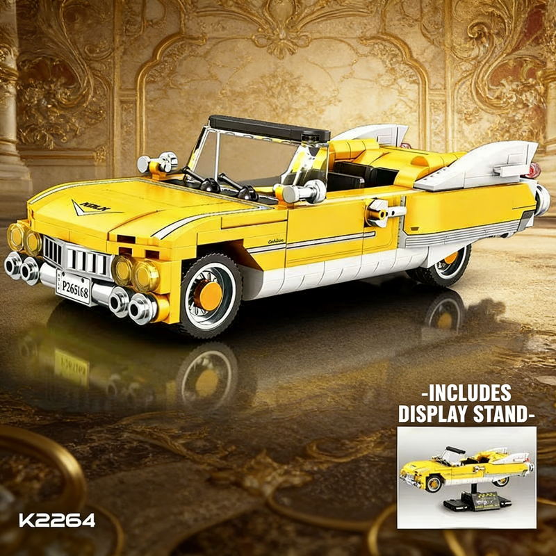 Vintage Collectible Cars - Yellow Vintage Convertible Car Building Blocks