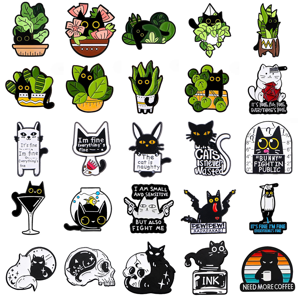 Cute Black Cat Collection Plan - مراجعة Vintage Collectible Pins وسعره