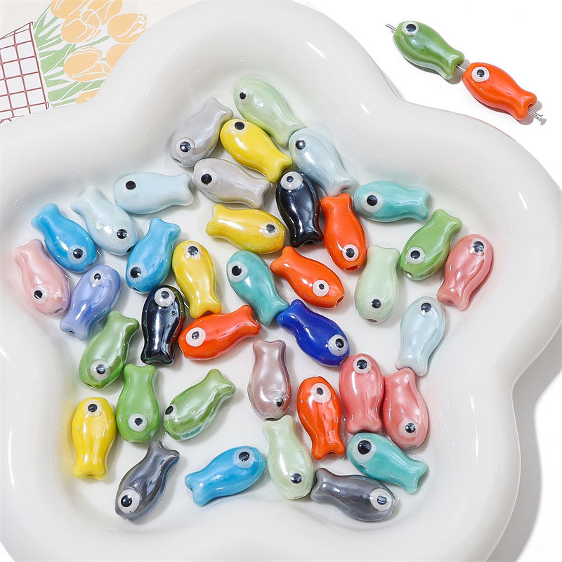 10Pcs Vintage Fish Ceramic Bea - مراجعة Vintage Jewelry Collection وسعره