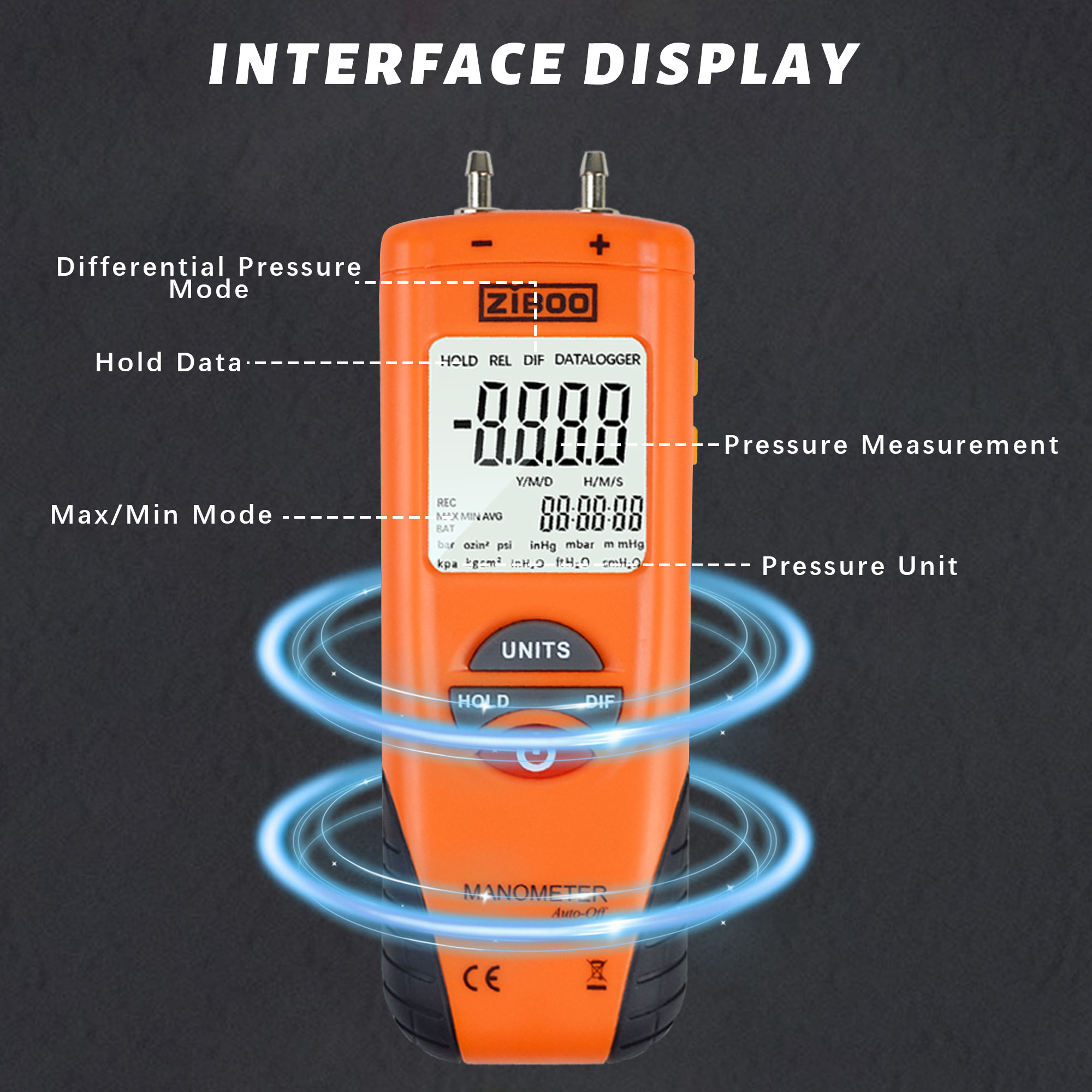 ZIBOO ET1013 Digital Manometer - مراجعة Analog Meter Gauge وسعره