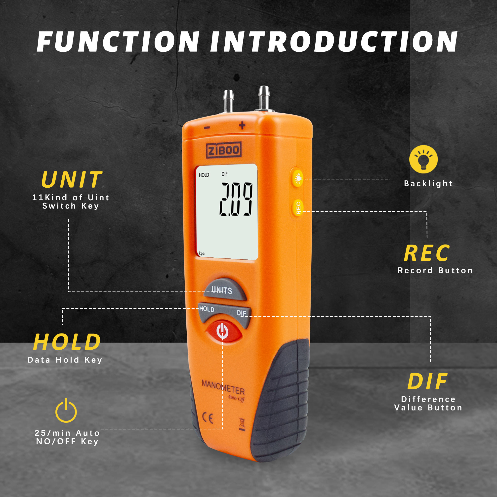 ZIBOO ET1013 Digital Manometer - مراجعة Analog Meter Gauge وسعره