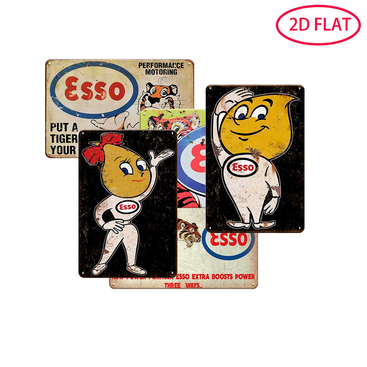 5pcs, 2D Flat Metal Tin Signs, - مراجعة Vintage Collectible Tins وسعره