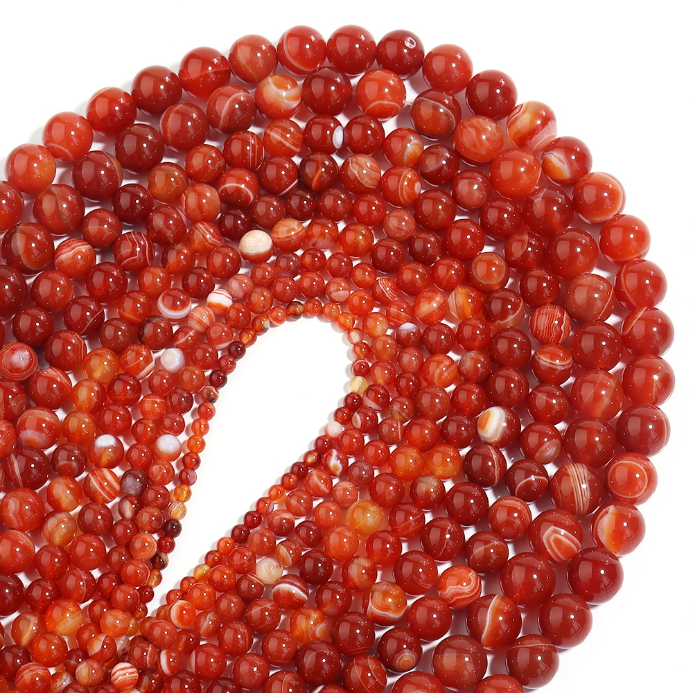 1 Strand Red Striped Agate Nat - مراجعة Vintage Jewelry Collection وسعره