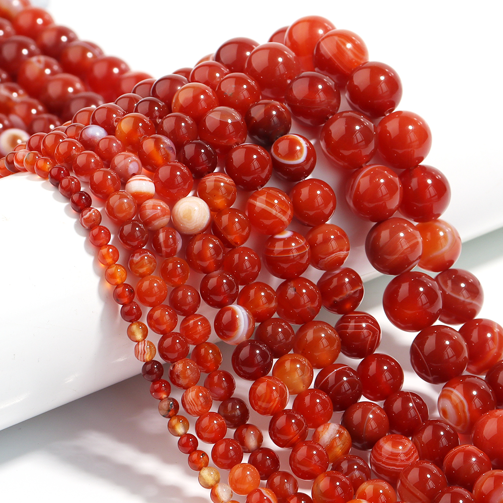1 Strand Red Striped Agate Nat - مراجعة Vintage Jewelry Collection وسعره