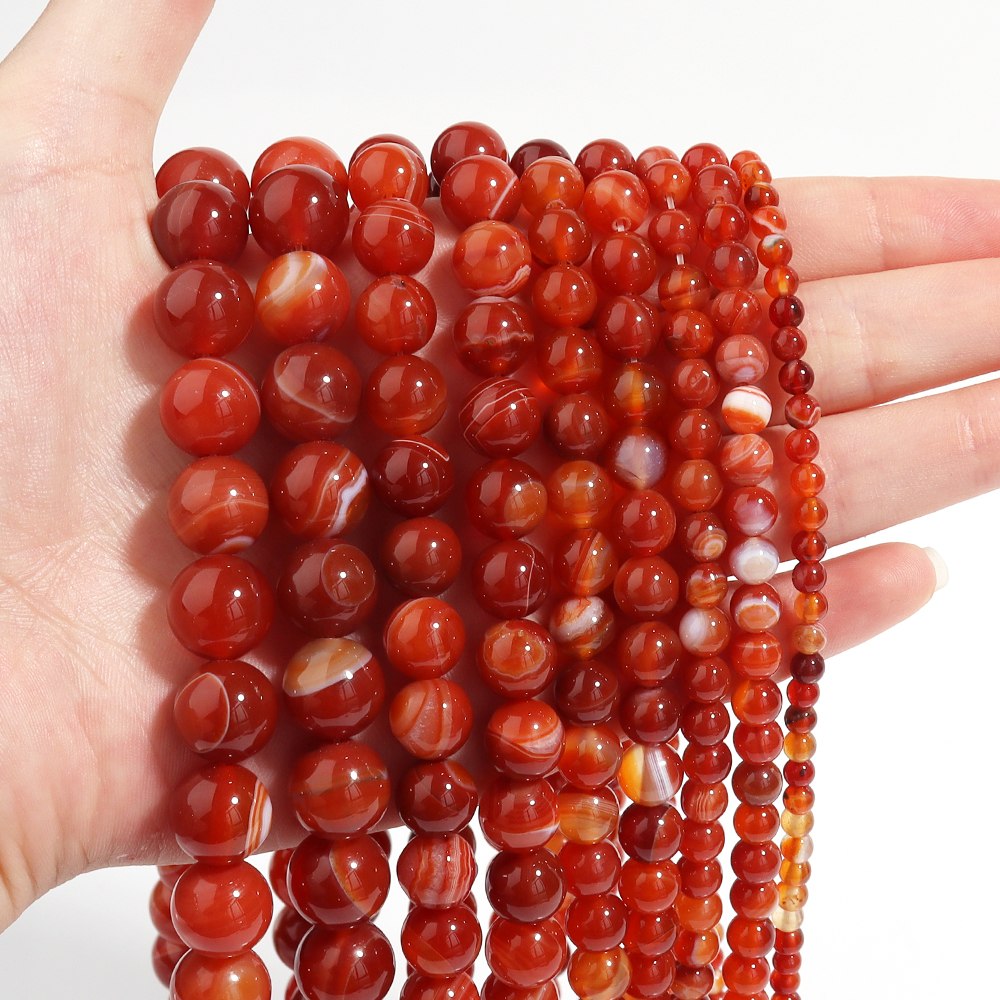 1 Strand Red Striped Agate Nat - مراجعة Vintage Jewelry Collection وسعره