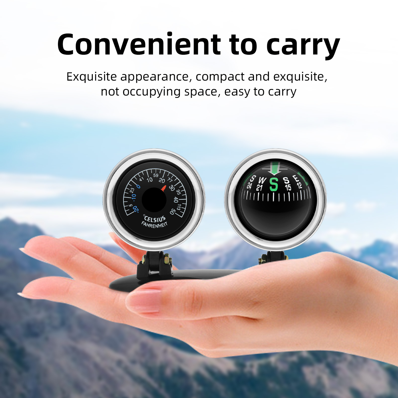 Car Ornaments Compass Thermome - مراجعة Analog Meter Gauge وسعره