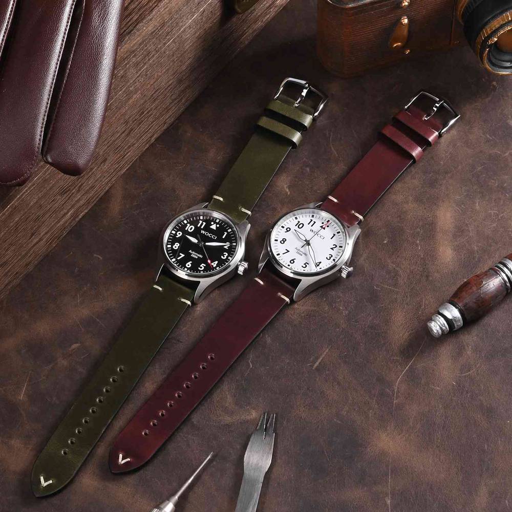 WOCCI Oil Wax Leather Watch St - مراجعة Vintage Collectible Pins وسعره